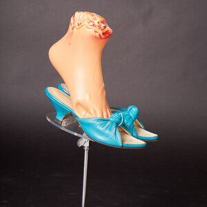 1950s Aqua Knotted Kitten Heels Shoes